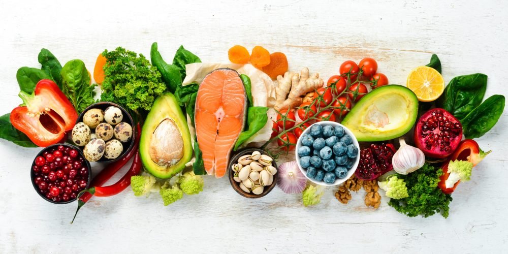 Fondo dieta saludable y balanceada